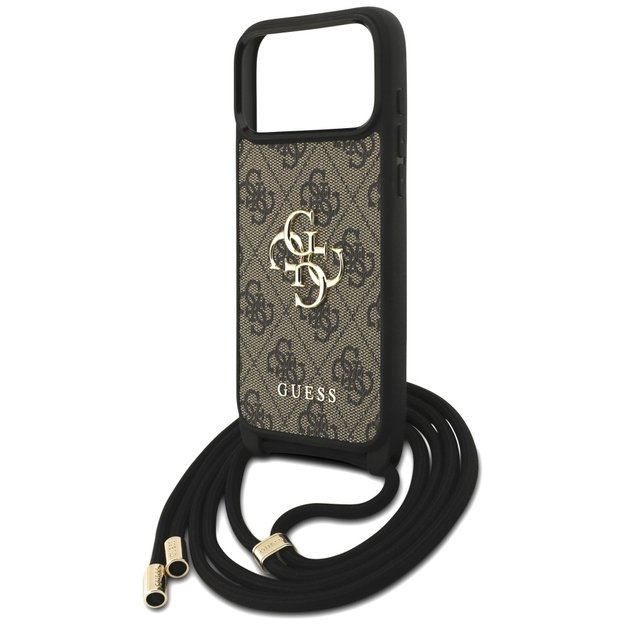 Guess 4G Big Logo Cord Stap Crossbody Case for iPhone 17 Pro Max - Brown 4