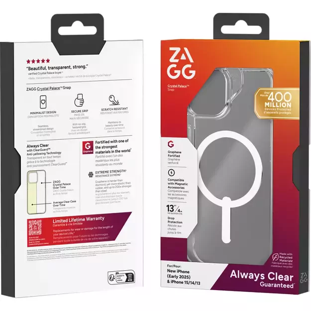 ZAGG Crystal Palace Snap Case for iPhone 16e (2025) / 15 / 14 / 13 - Transparent 6