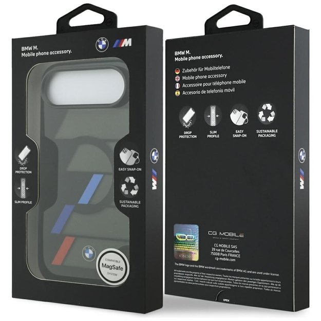 BMW M IML Metal Buttons Tricolor Lines MagSafe Case for iPhone Air - Black 7