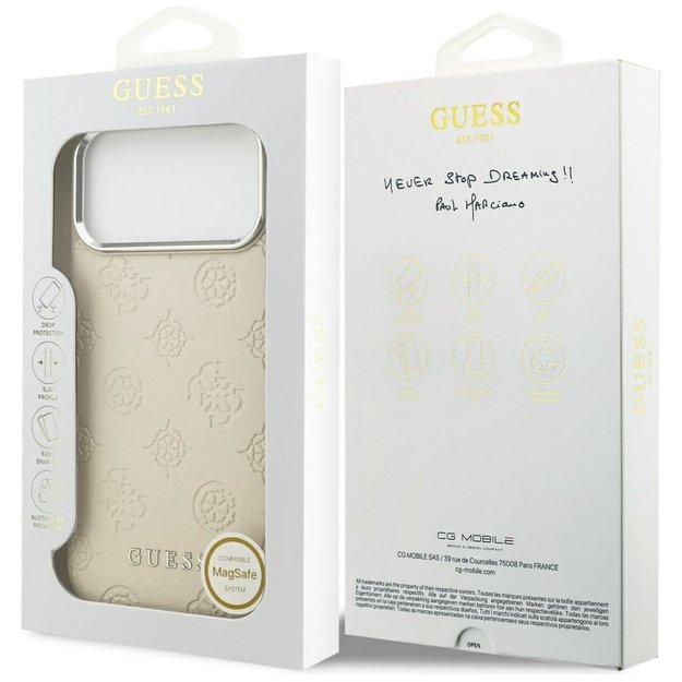 Guess Peony Hot Stamp Script MagSafe Case for iPhone 17 Pro Max - Beige 7