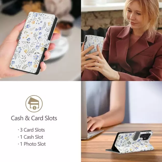 Tech-Protect Wallet Case for iPhone 16e - Daisies with Leaves 8