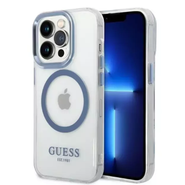 Guess GUHMP14XHTRMB iPhone 14 Pro Max 6.7&quot  blue/blue hard case Metal Outline Magsafe
