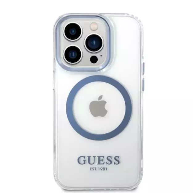 Guess GUHMP14XHTRMB iPhone 14 Pro Max 6.7&quot  blue/blue hard case Metal Outline Magsafe 9