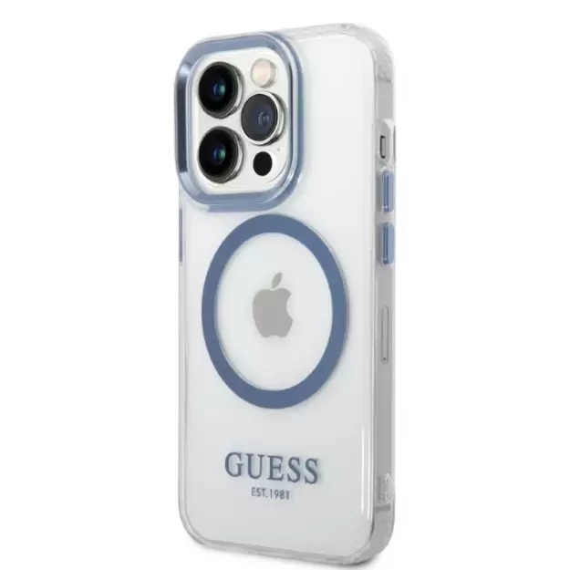 Guess GUHMP14XHTRMB iPhone 14 Pro Max 6.7&quot  blue/blue hard case Metal Outline Magsafe 8