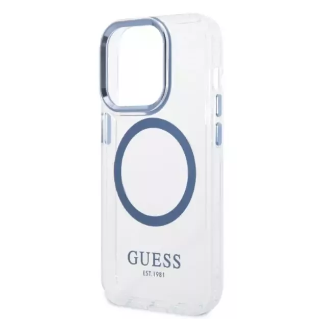 Guess GUHMP14XHTRMB iPhone 14 Pro Max 6.7&quot  blue/blue hard case Metal Outline Magsafe 12