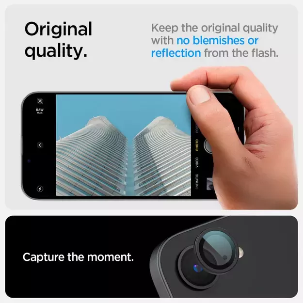 Spigen Optik Pro GLAS.TR &quot Ez Fit&quot  Camera Cover 2-pack for iPhone 16e - Black 16