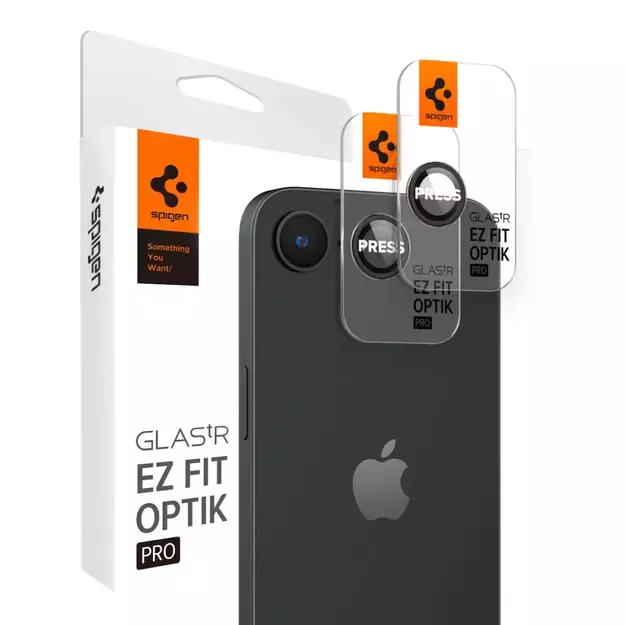 Spigen Optik Pro GLAS.TR &quot Ez Fit&quot  Camera Cover 2-pack for iPhone 16e - Black