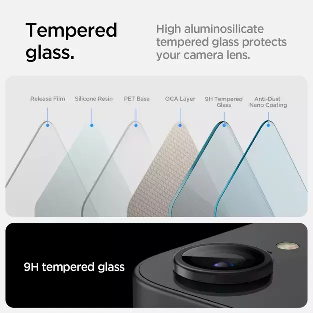 Spigen Optik Pro GLAS.TR &quot Ez Fit&quot  Camera Cover 2-pack for iPhone 16e - Black 20