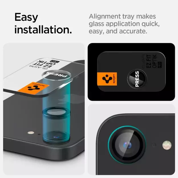 Spigen Optik Pro GLAS.TR &quot Ez Fit&quot  Camera Cover 2-pack for iPhone 16e - Black 17