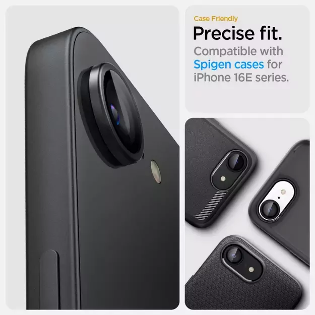 Spigen Optik Pro GLAS.TR &quot Ez Fit&quot  Camera Cover 2-pack for iPhone 16e - Black 18