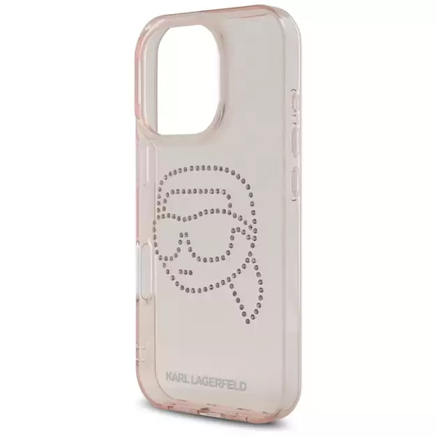 Karl Lagerfeld IML Rhinestones Karl Head Case for iPhone 16 Pro Pink 12