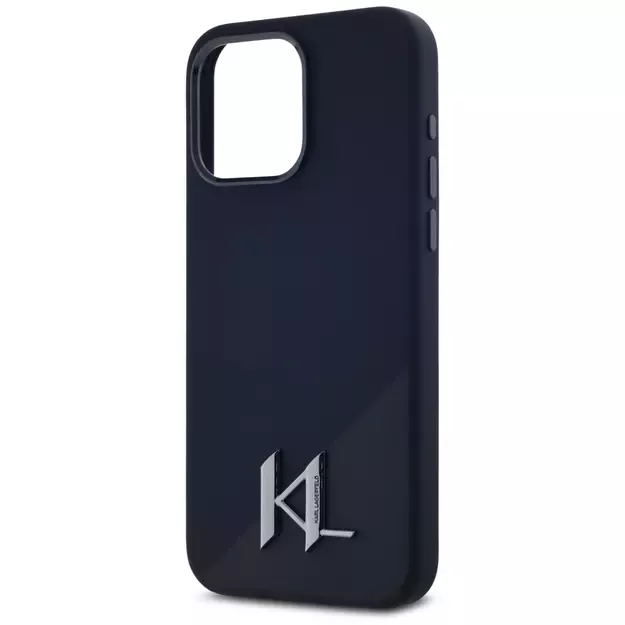Karl Lagerfeld Silicone Shadow Metal Initial MagSafe Case for iPhone 15 Pro Black 12