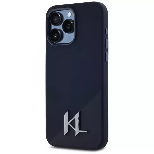 Karl Lagerfeld Silicone Shadow Metal Initial MagSafe Case for iPhone 15 Pro Black 8