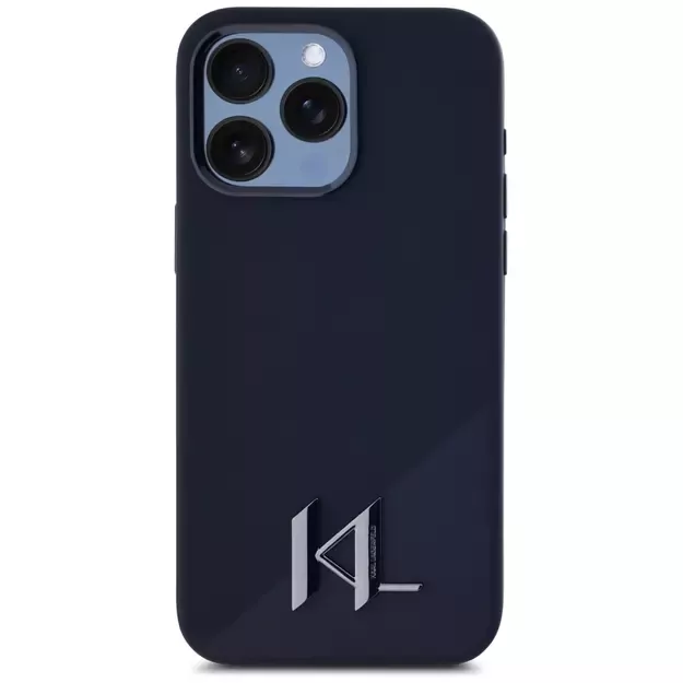Karl Lagerfeld Silicone Shadow Metal Initial MagSafe Case for iPhone 15 Pro Black 9