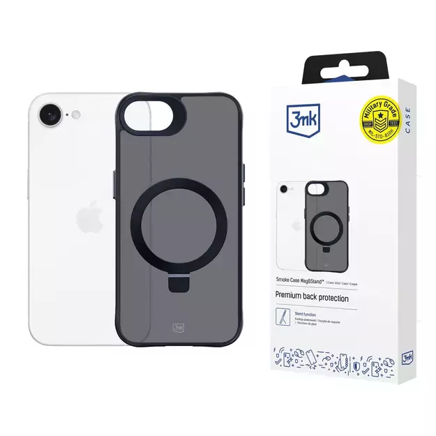 3mk Smoke Case Mag&amp Stand for Apple iPhone 16E - black