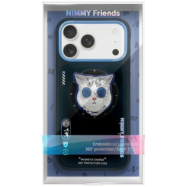 Nimmy Glasses Cool Cat MagSafe Case for iPhone 17 Pro Max - Black and Blue 1