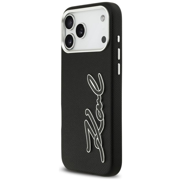 Karl Lagerfeld FW Grained Signature Logo Case for iPhone 17 Pro Max - Black 1
