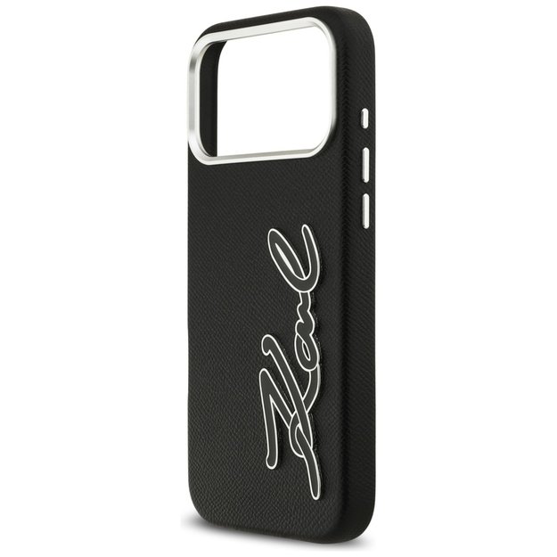 Karl Lagerfeld FW Grained Signature Logo Case for iPhone 17 Pro Max - Black 5