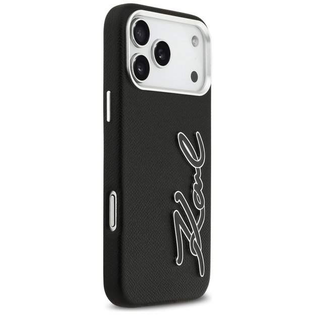 Karl Lagerfeld FW Grained Signature Logo Case for iPhone 17 Pro Max - Black 3