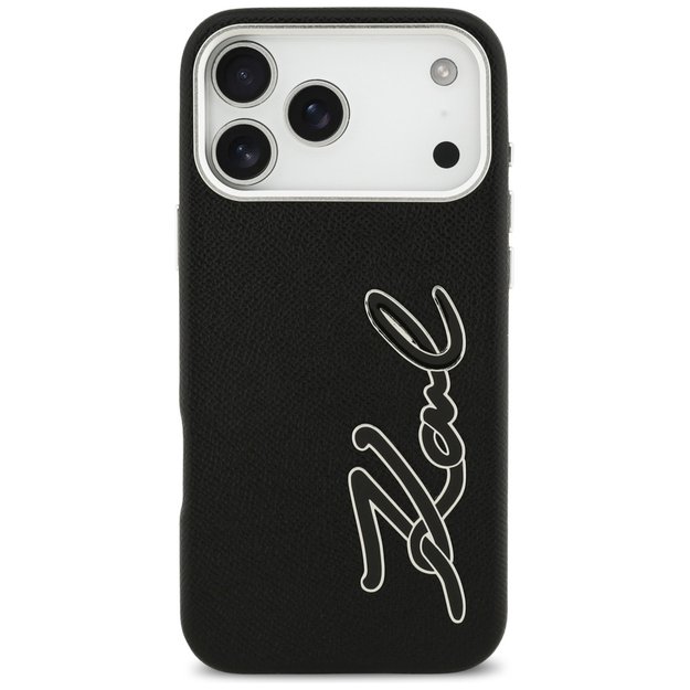 Karl Lagerfeld FW Grained Signature Logo Case for iPhone 17 Pro Max - Black 2