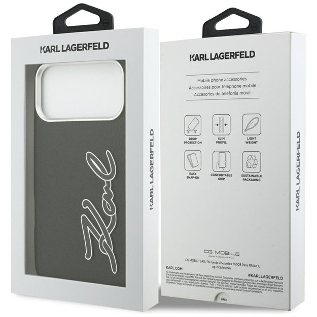 Karl Lagerfeld FW Grained Signature Logo Case for iPhone 17 Pro Max - Black 7