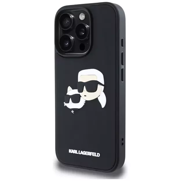 Karl Lagerfeld HC 3D Rubber Double Heads iPhone 16 Pro Max Case - Black 1