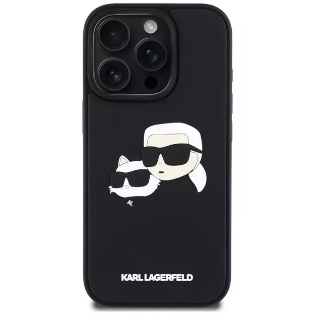 Karl Lagerfeld HC 3D Rubber Double Heads iPhone 16 Pro Max Case - Black 7