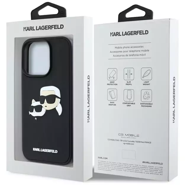 Karl Lagerfeld HC 3D Rubber Double Heads iPhone 16 Pro Max Case - Black 6