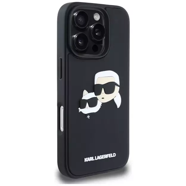 Karl Lagerfeld HC 3D Rubber Double Heads iPhone 16 Pro Max Case - Black 2