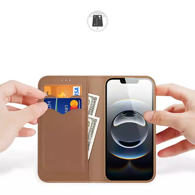 Dux Ducis Hivo iPhone 16e Case with Flip and RFID Protection - Brown 10