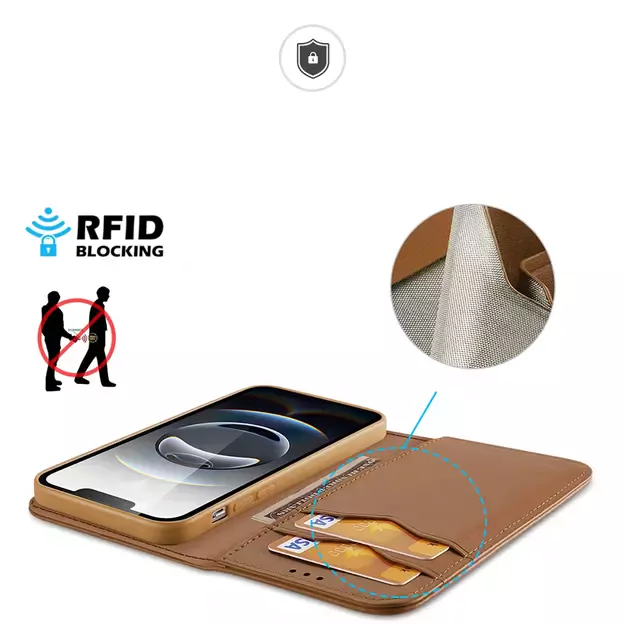 Dux Ducis Hivo iPhone 16e Case with Flip and RFID Protection - Brown 12