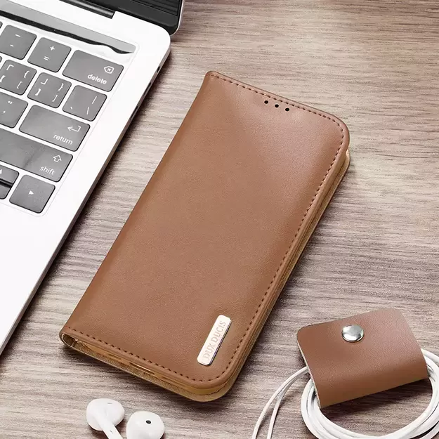Dux Ducis Hivo iPhone 16e Case with Flip and RFID Protection - Brown 18