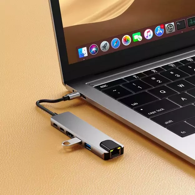 Tech-Protect HB02 HUB Adapter 6in1 USB-C + USB2.0 + USB3.0 + HDMI 4K 30Hz + RJ45 + PD100W - gray 13