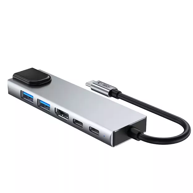Tech-Protect HB02 HUB Adapter 6in1 USB-C + USB2.0 + USB3.0 + HDMI 4K 30Hz + RJ45 + PD100W - gray 10