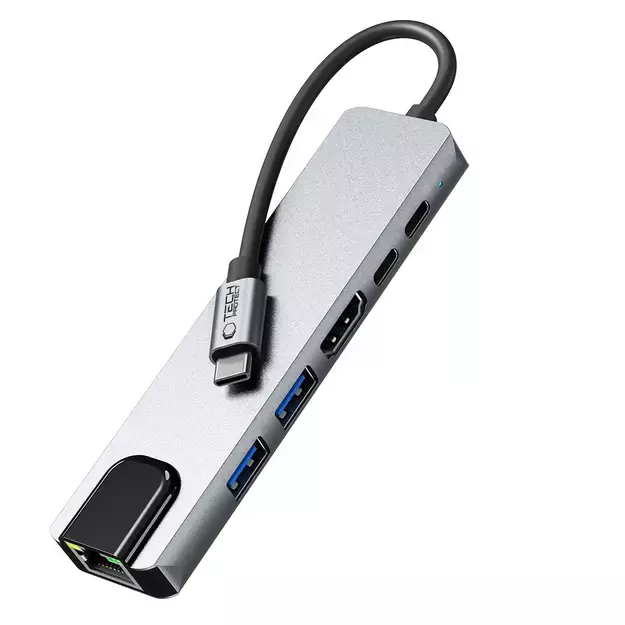 Tech-Protect HB02 HUB Adapter 6in1 USB-C + USB2.0 + USB3.0 + HDMI 4K 30Hz + RJ45 + PD100W - gray 11