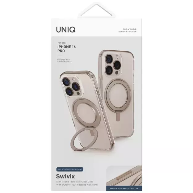 Uniq Swivix 360 Rotating Kickstand iPhone 16 Case - Gold 3