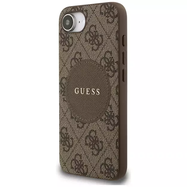 Guess 4G Circle Classic Logo MagSafe case for iPhone 16e - brown 1