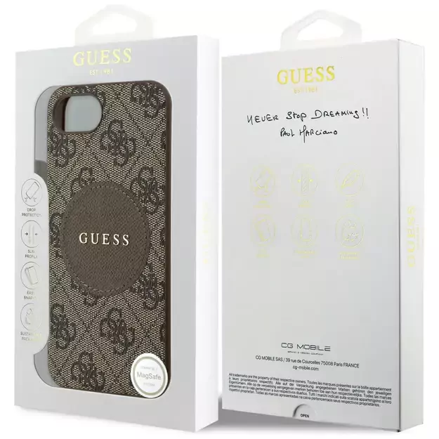 Guess 4G Circle Classic Logo MagSafe case for iPhone 16e - brown 7