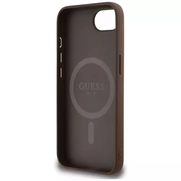 Guess 4G Circle Classic Logo MagSafe case for iPhone 16e - brown 6