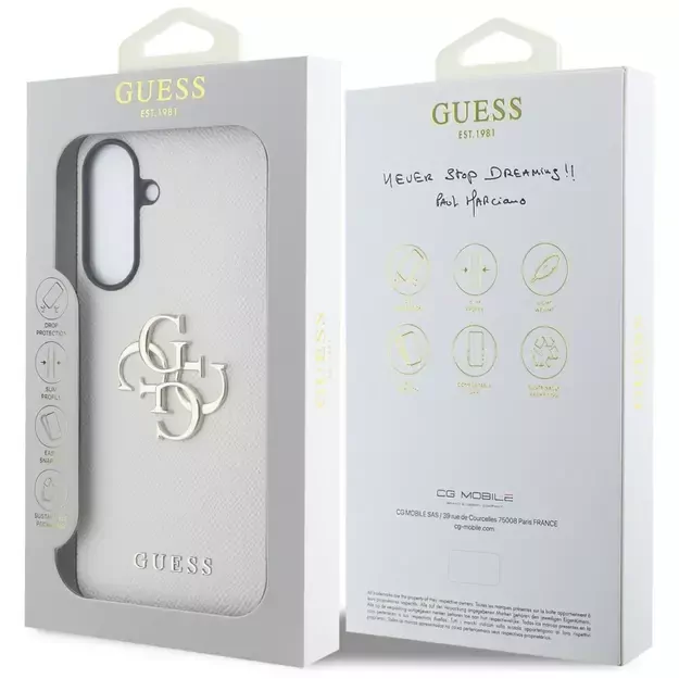 Guess Grained Big 4G Logo Small Classic Logo case for Samsung Galaxy A56 - beige 6