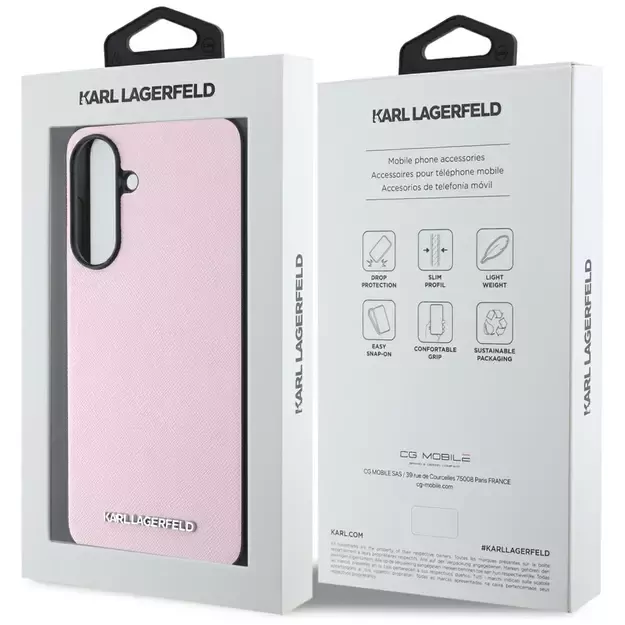 Karl Lagerfeld Saffiano Metal Logo Case for Samsung Galaxy A56 - Pink 1