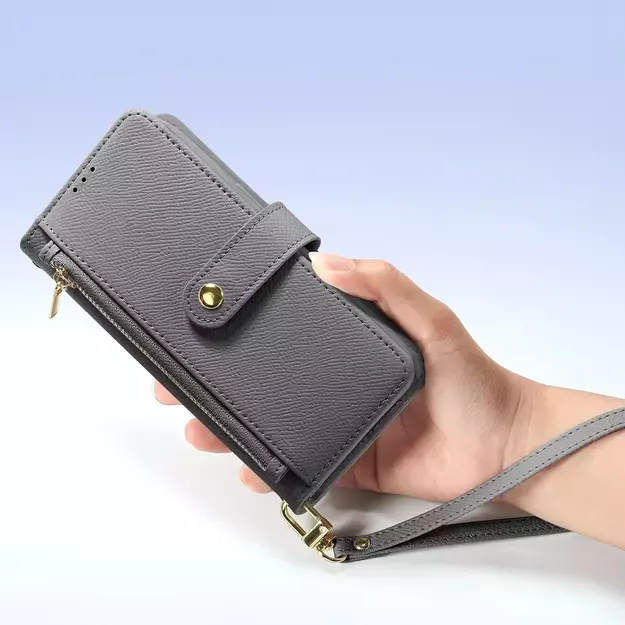 Dux Ducis Lawa iPhone 16 Pro Leather Case with Detachable Magnetic Wallet - Gray 10