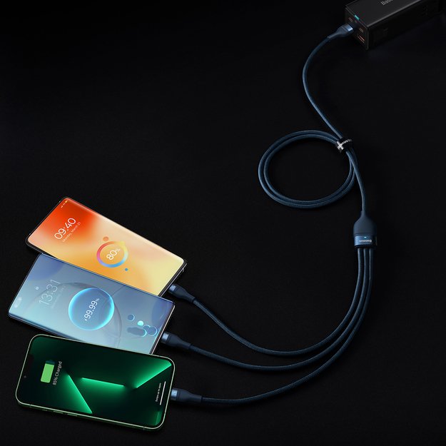 Baseus Flash Series II cable USB - USB Type C / Lightning / micro USB 100 W 1.2 m blue (CASS030003) 7