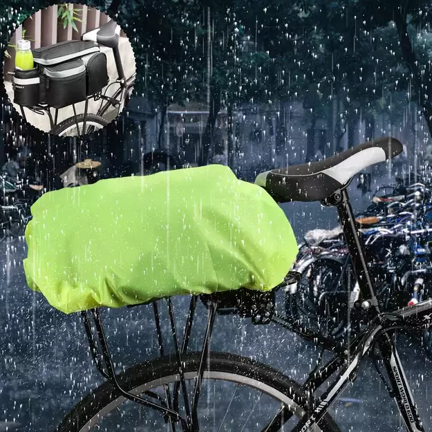 Wozinsky Universal Waterproof Rain Cover for Bike Pannier Bag or Backpack green (WBB5YW) 2