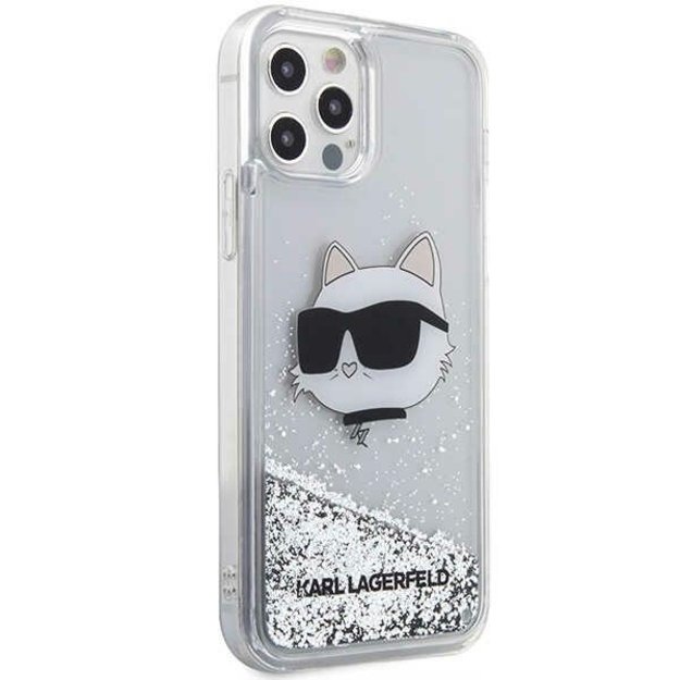 Karl Lagerfeld KLHCP12MLNHCCS iPhone 12/ 12 Pro 6.1&quot  silver/silver hardcase Glitter Choupette Head 3