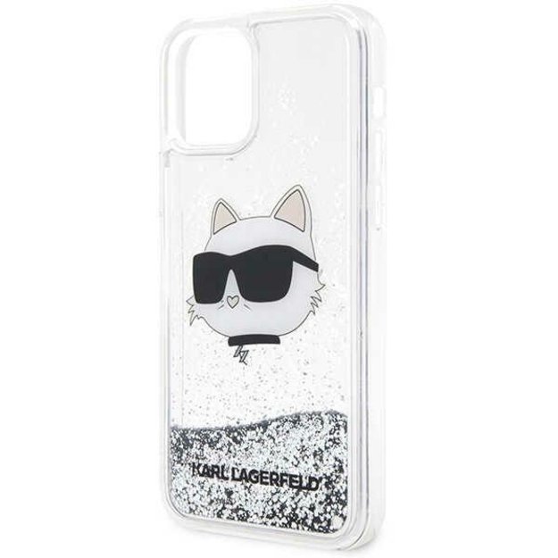 Karl Lagerfeld KLHCP12MLNHCCS iPhone 12/ 12 Pro 6.1&quot  silver/silver hardcase Glitter Choupette Head 5