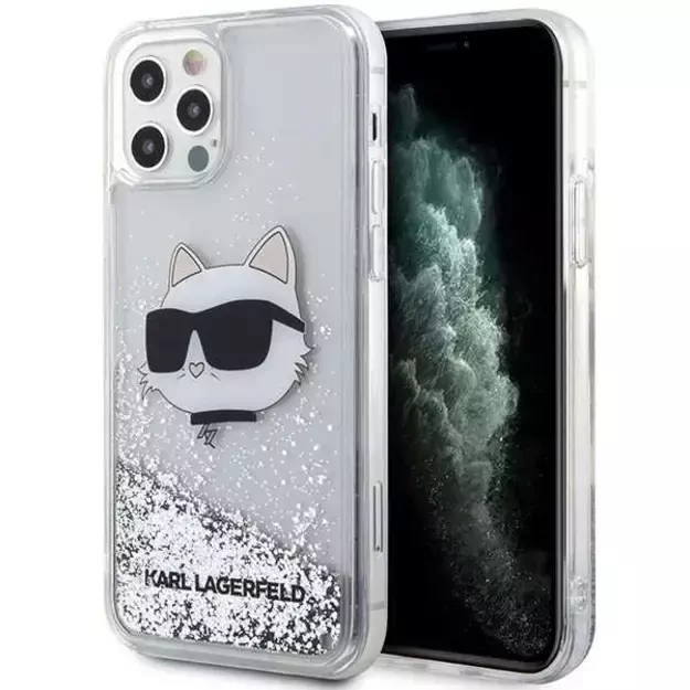 Karl Lagerfeld KLHCP12MLNHCCS iPhone 12/ 12 Pro 6.1&quot  silver/silver hardcase Glitter Choupette Head