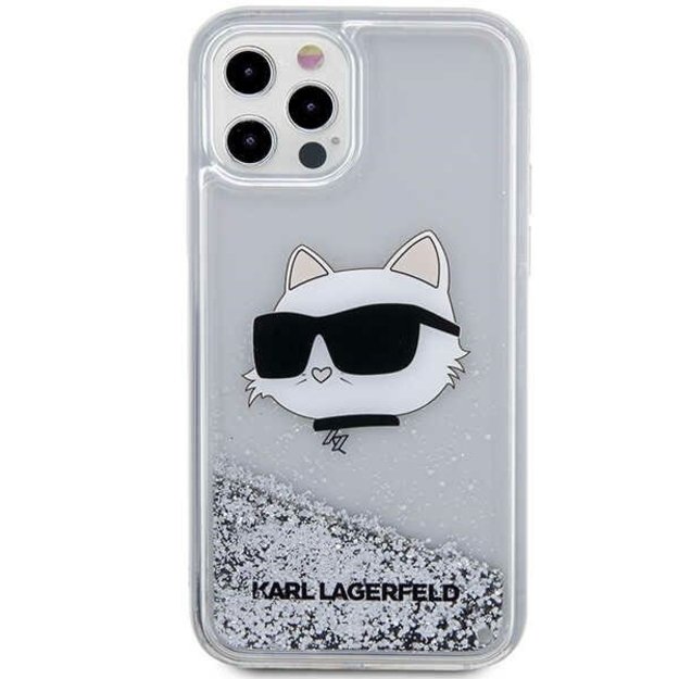 Karl Lagerfeld KLHCP12MLNHCCS iPhone 12/ 12 Pro 6.1&quot  silver/silver hardcase Glitter Choupette Head 2