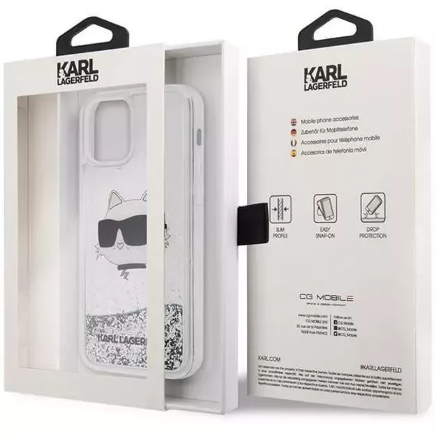 Karl Lagerfeld KLHCP12MLNHCCS iPhone 12/ 12 Pro 6.1&quot  silver/silver hardcase Glitter Choupette Head 14