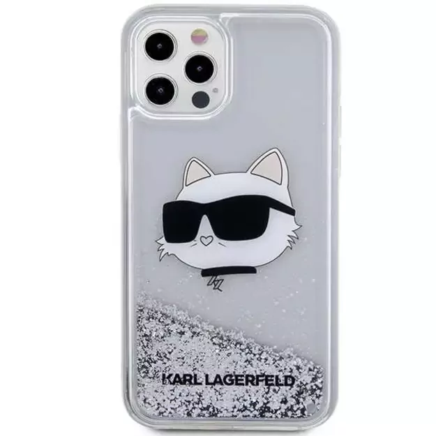 Karl Lagerfeld KLHCP12MLNHCCS iPhone 12/ 12 Pro 6.1&quot  silver/silver hardcase Glitter Choupette Head 9